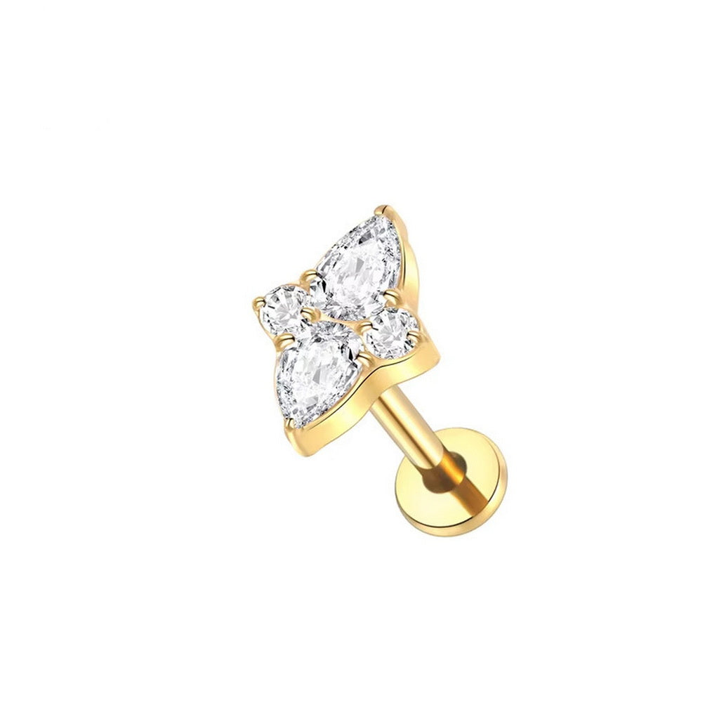 CZ Star Top Internally Threaded Titanium Flat Back Stud Earrings-Tragus | Cartilage | Daith | Conch-2-Glitters
