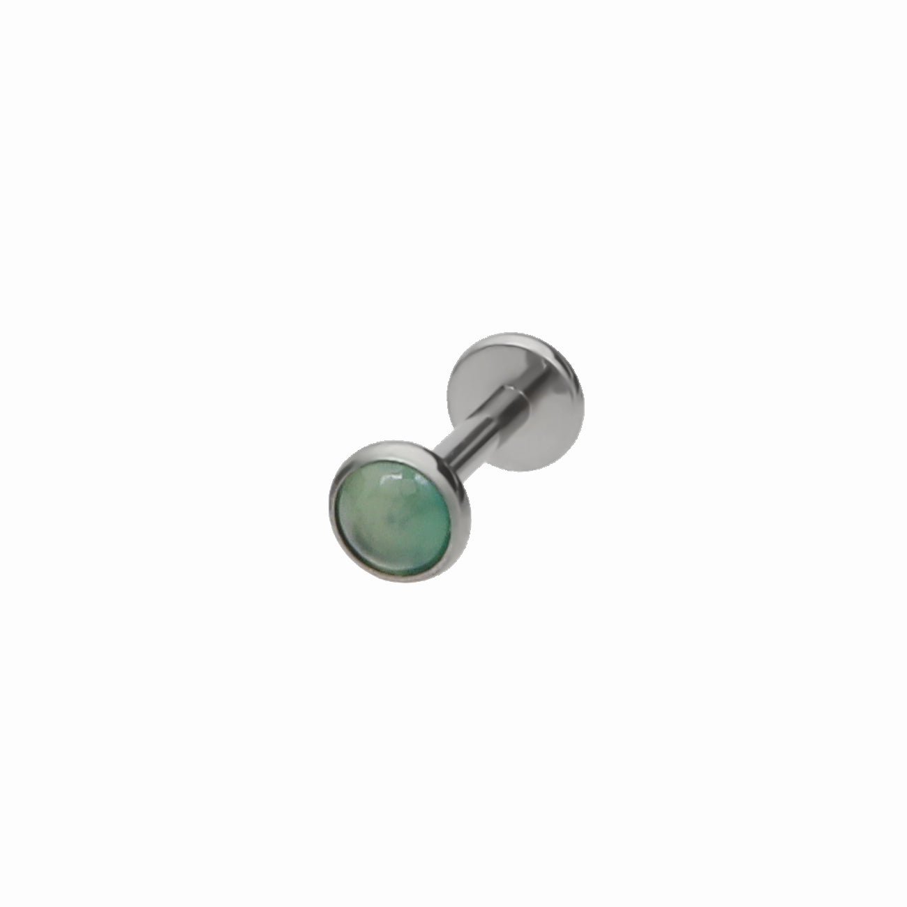 Green Onyx Top Titanium Flat Back Stud Earrings-Tragus | Cartilage | Daith | Conch-1-Glitters