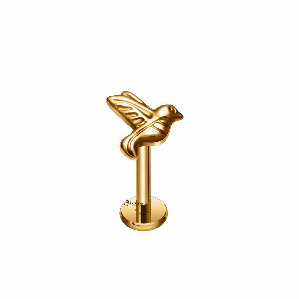Dove Titanium Flat Back Stud Earrings-Tragus | Cartilage | Daith | Conch-2-Glitters