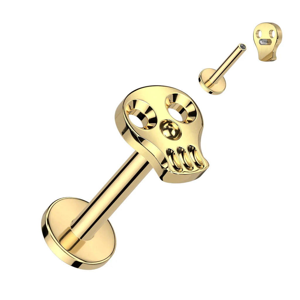Skull Titanium Flat Back Stud Earrings-Tragus | Cartilage | Daith | Conch-2-Glitters