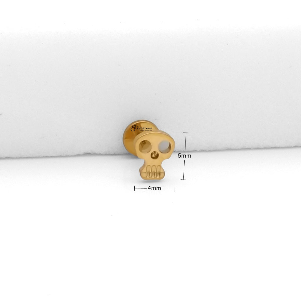 Skull Titanium Flat Back Stud Earrings-Tragus | Cartilage | Daith | Conch-3-Glitters
