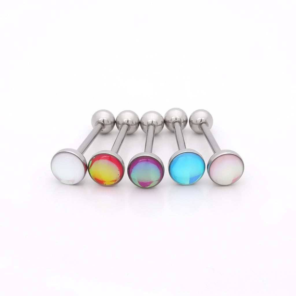 Aurora Borealis Convex Opalite Chroma Flare Tongue Barbell-Tongue Bar-1-Glitters