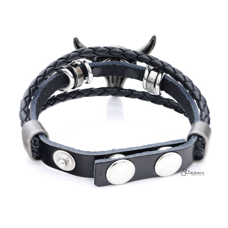 Classic Multilayer Buffalo Skull Adjustable Leather Bracelet-Bracelets, Jewellery, leather bracelet, Men's Bracelet, Men's Jewellery-BCL0187-2_800-Glitters