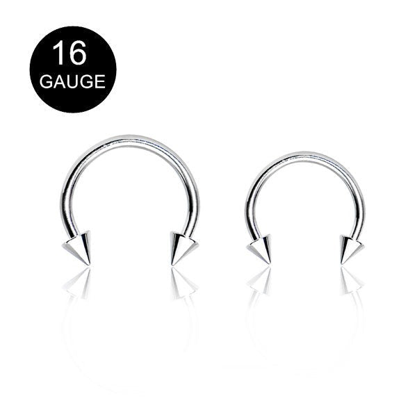16Gauge Surgical Steel Horseshoe/Circular Barbells with Spike-Body Piercing Jewellery, Horseshoe, Nipple Barbell, Septum Ring-CP01S-2-Glitters