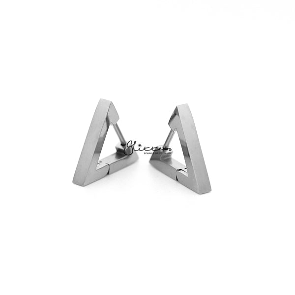 Stainless Steel Triangle Huggie Hoop Men's Earrings-earrings, Hoop Earrings, Huggie Earrings, Jewellery, Men's Earrings, Men's Jewellery, Stainless Steel-ER0121_Triangle_04-Glitters