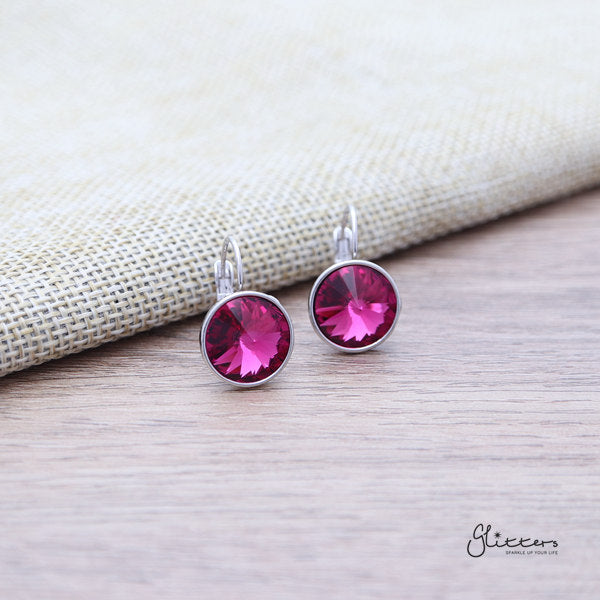 Round Crystal Hook Earrings - 5 Colour Options-Crystal, earrings, Hook Earring, Jewellery, Women's Earrings, Women's Jewellery-ER1466-6-Glitters