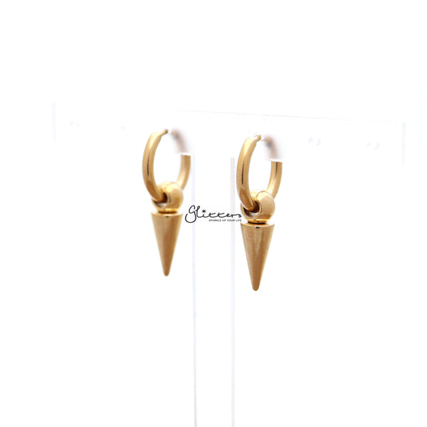 Stainless Steel Cone Shape Drop Huggie Hoop Earrings-earrings, Hoop Earrings, Huggie Earrings, Jewellery, Men's Earrings, Men's Jewellery, Stainless Steel, Women's Earrings-ER1468G-Glitters