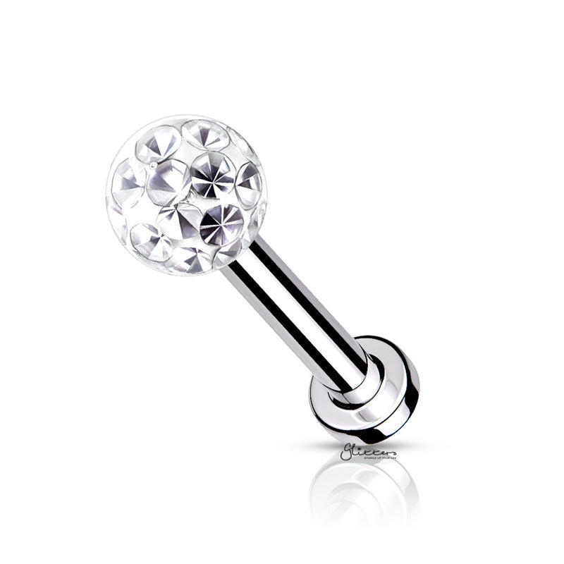 Internally Threaded Flat Back Studs with Epoxy Covered Crystal Paved Ball-Bio Flex, Body Piercing Jewellery, Cartilage, Labret, Monroe, Tragus-LB0008-2_800-Glitters