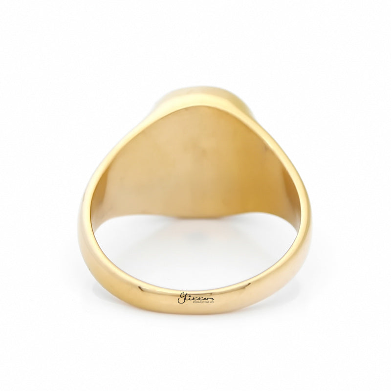 Stainless Steel Oval Signet Blank Plain Ring - Gold-Jewellery, Men's Jewellery, Men's Rings, Rings, Stainless Steel, Stainless Steel Rings-OvalringGold-2-1-Glitters