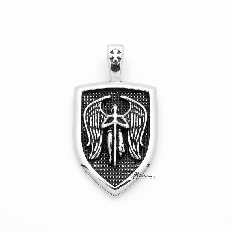 Stainless Steel St. Michael Tag Pendant-Jewellery, Men's Jewellery, Men's Necklace, Necklaces, Pendants, Stainless Steel, Stainless Steel Pendant-SP0284-3_1-Glitters