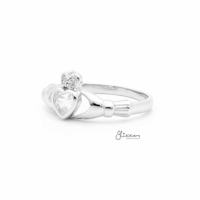 Sterling Silver CZ Claddagh Ring-Cubic Zirconia, Jewellery, Rings, Sterling Silver Rings, Women's Jewellery, Women's Rings-SSR0062-2_800-Glitters