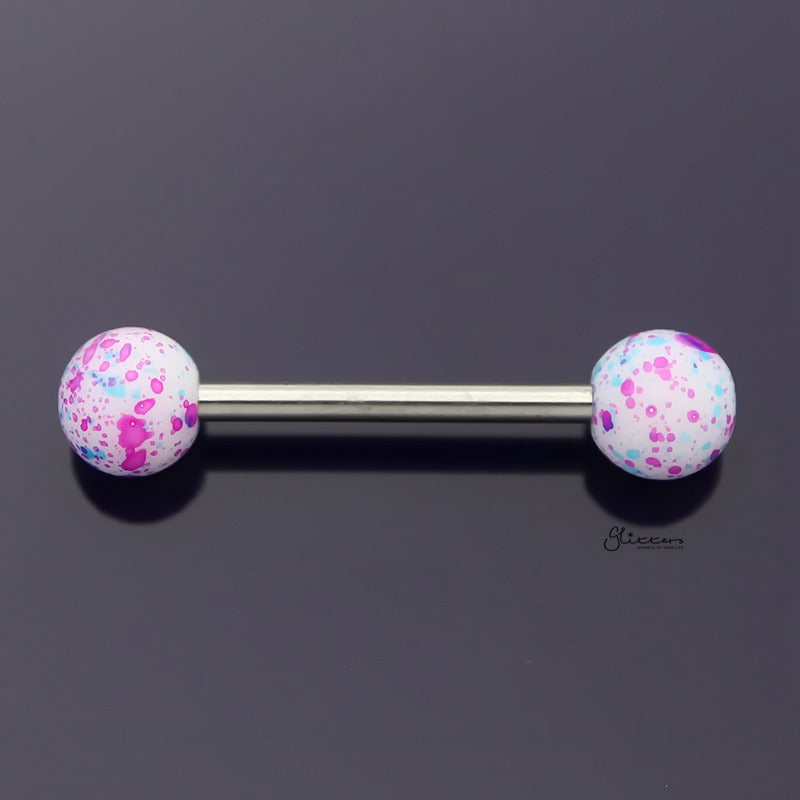 Purple and Blue Colour Spot Balls Tongue Barbell-Body Piercing Jewellery, Tongue Bar-TR0001-PB-02_800-Glitters