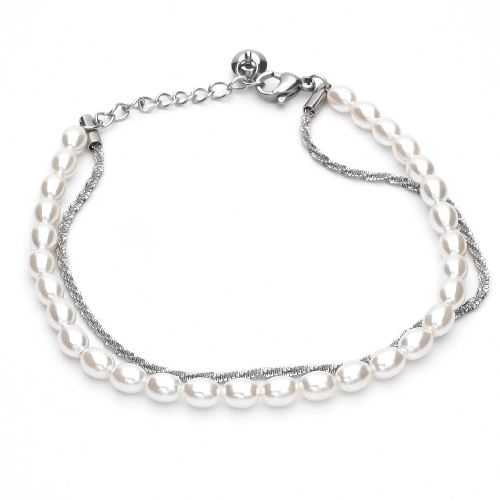 Double Layered Women's Bracelet - Silver-Bracelets, Jewellery, New, Stainless Steel, Stainless Steel Bracelet, Women's Bracelet, Women's Jewellery-WB0005-S1_1-Glitters