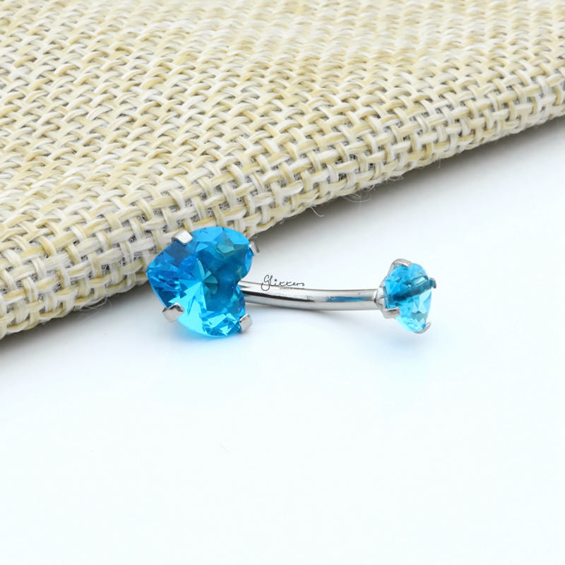 Light Blue Heart Shape C.Z Belly Button Ring | Glitters