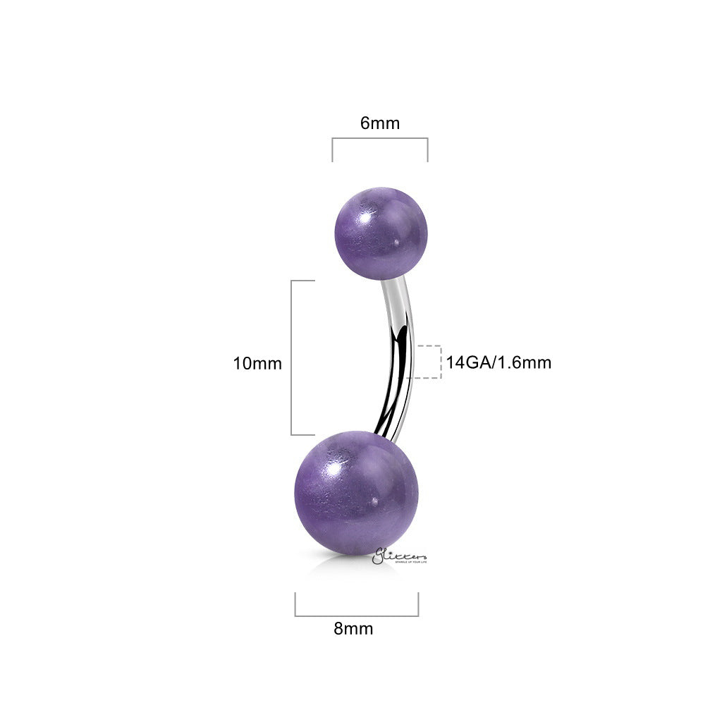 Sodalite Blue Stone Balls Belly Button Ring-Belly Ring, Body Piercing Jewellery-bj0353s_1-Glitters