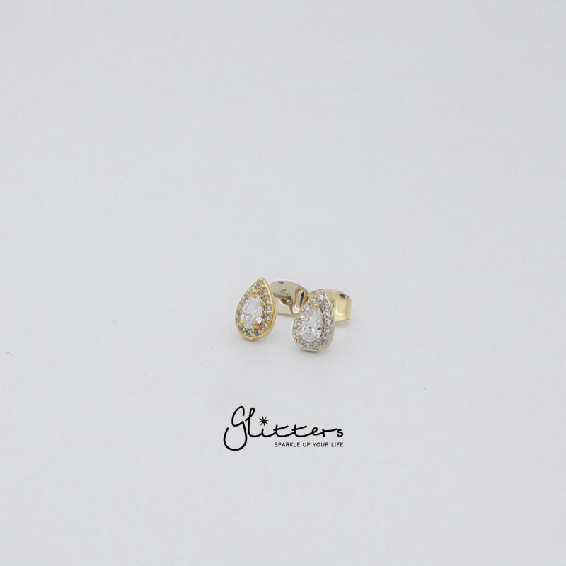 Teardrop Cubic Zirconia Stud Earrings with Sterling Silver Post-Cubic Zirconia, earrings, Jewellery, Sterling Silver Post, Stud Earrings, Women's Earrings, Women's Jewellery-er1424_1-Glitters