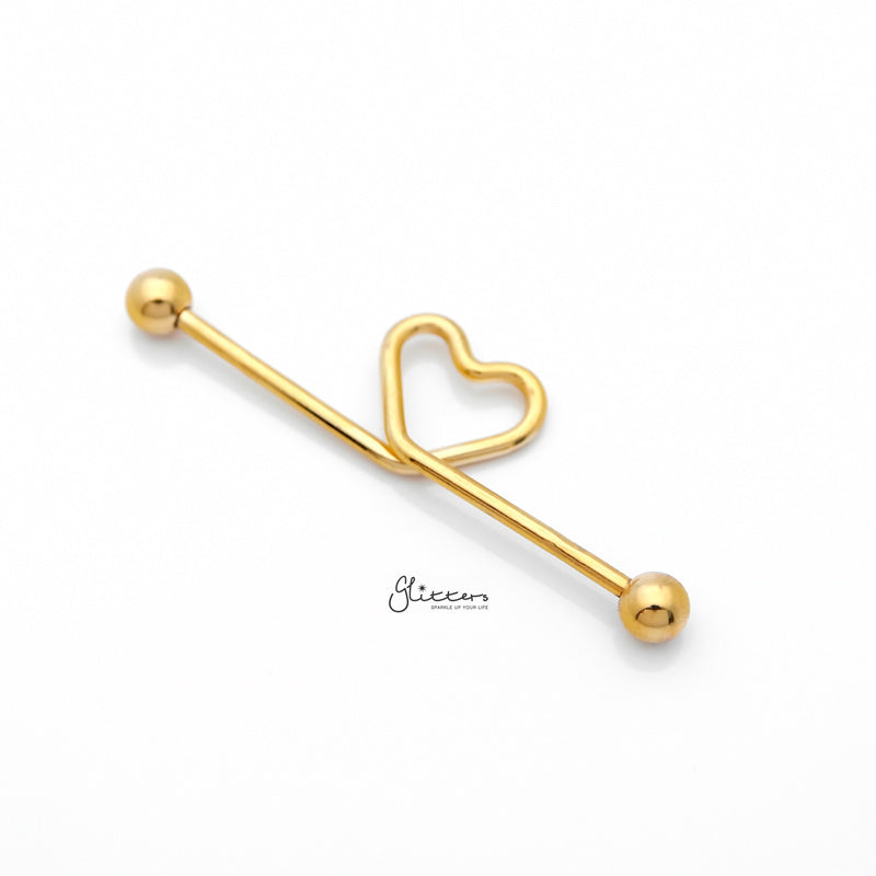 Heart shape Industrial Barbell - Gold-Body Piercing Jewellery, Industrial Barbell-ib0013-g-1_800-Glitters