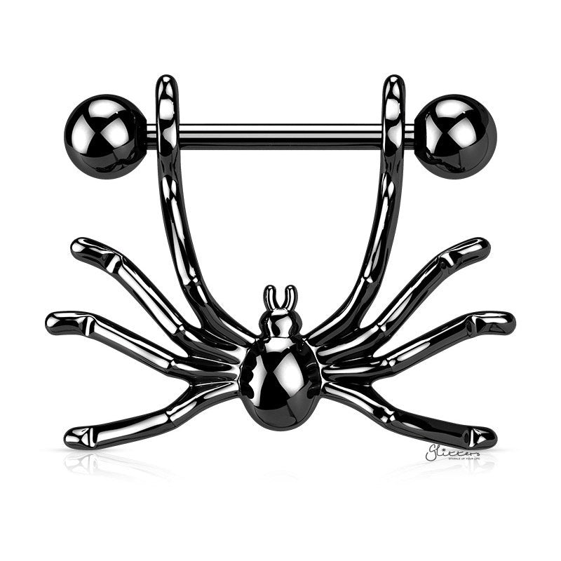 Spider Nipple Shield Ring - Black-Body Piercing Jewellery, Nipple Barbell-nb0030-k1-Glitters