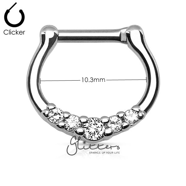 316L Surgical Steel with Aqua C.Z Septum Clicker Ring-Body Piercing Jewellery, Cubic Zirconia, Nose, Septum Ring-ns00314_New_be82f510-be94-473e-ba3a-fa30fc738a8c-Glitters