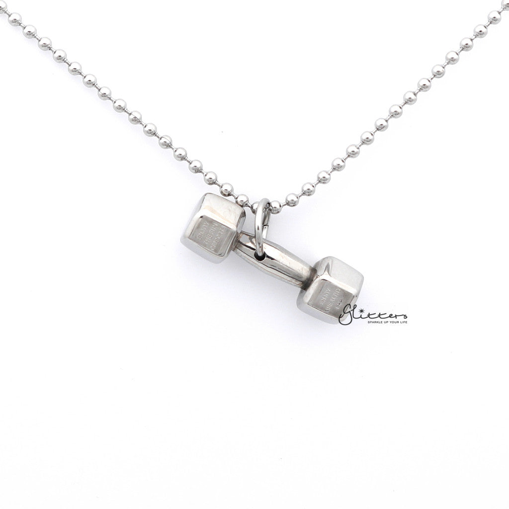 Stainless Steel Fitness Dumbbell Pendant-Jewellery, Men's Jewellery, Men's Necklace, Necklaces, Pendants, Stainless Steel, Stainless Steel Pendant-sp0253_1000-03-Glitters