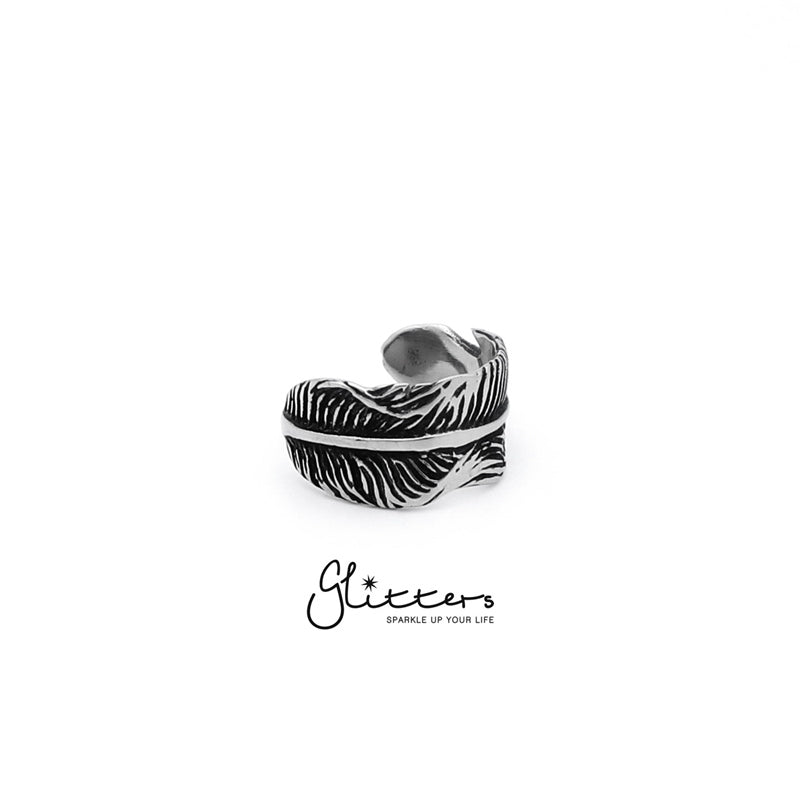 Stainless Steel Feather Cast Ring-Jewellery, Men's Jewellery, Men's Rings, Rings, Stainless Steel, Stainless Steel Rings, Women's Jewellery, Women's Rings-sr0105_1-Glitters