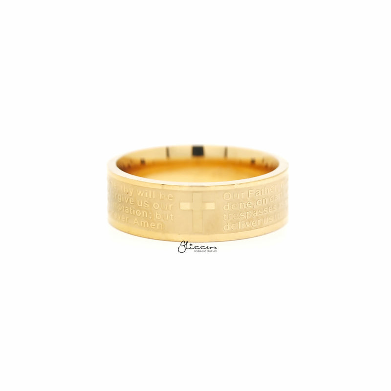 Stainless Steel Our Father Prayer Band Ring - Gold-Jewellery, Men's Jewellery, Men's Rings, Rings, Stainless Steel, Stainless Steel Rings-sr0283-3_800-Glitters