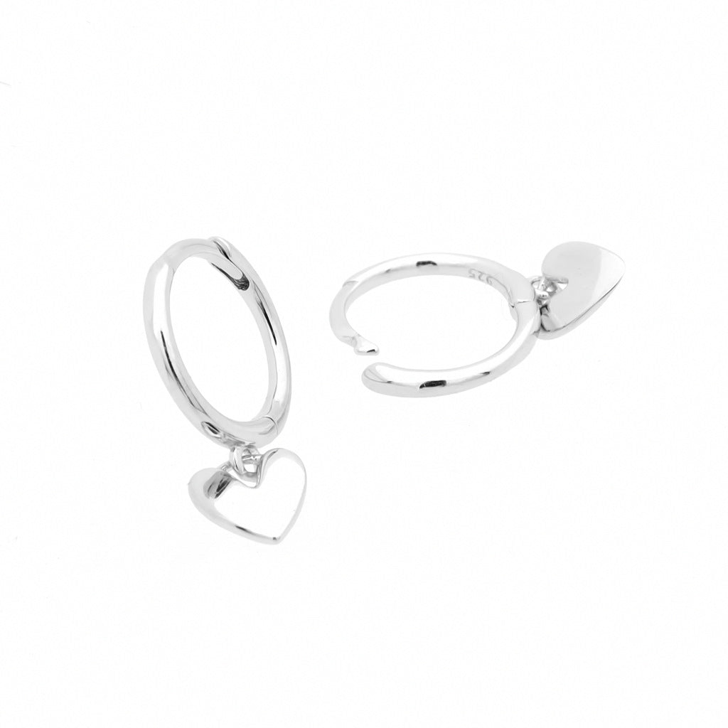 Sterling Silver Dangle Heart Huggie Hoop Earrings-earrings, Hoop Earrings, Jewellery, Women's Earrings, Women's Jewellery-sse0439-s_1-Glitters