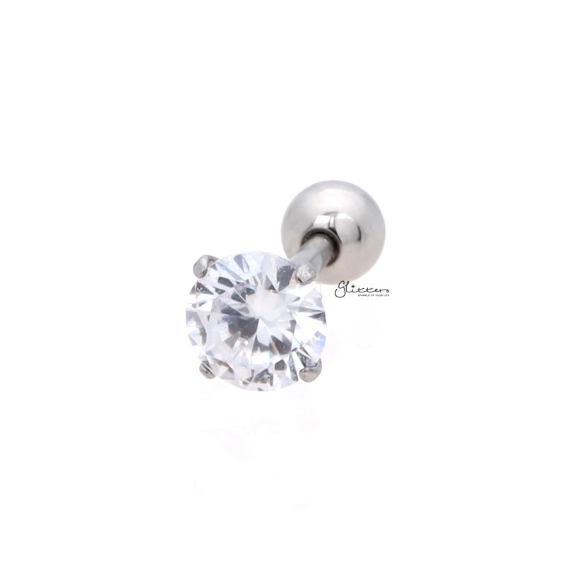 Cartilage | Surgical Steel prong set round CZ Tragus Earring |Glitters
