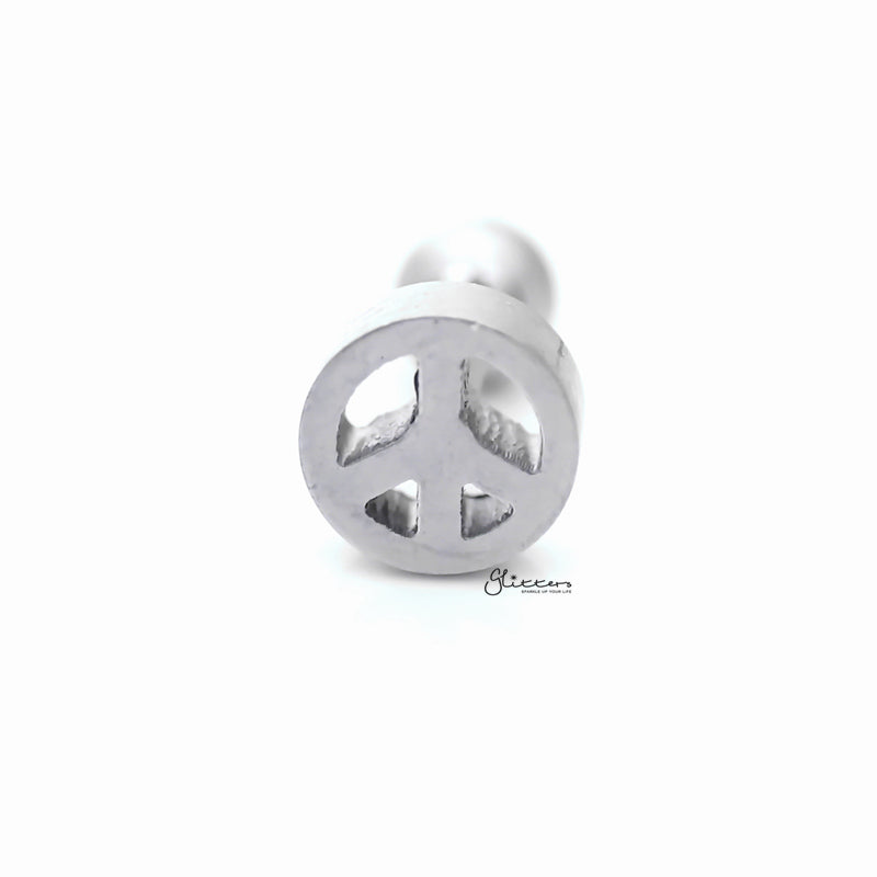 Peace Sign Screw Back Tragus Cartilage Earring Stud-Body Piercing Jewellery, Cartilage, Conch Earrings, earrings, Helix Earrings, Jewellery, Lobe piercing, Tragus-tg0107_1-Glitters